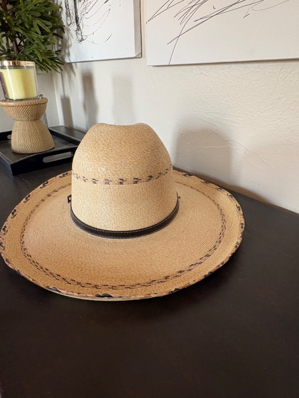 D.A. Hats by Avelar Authentic Sahuayo Palm Leaf Gus Cowboy Hat - Size 6 (21”) - Picture 10 of 17
